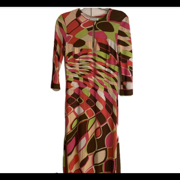 Emilio Pucci Dresses & Skirts - Emilio Pucci 3/4 Sleeve Abstract Shift Dress 10